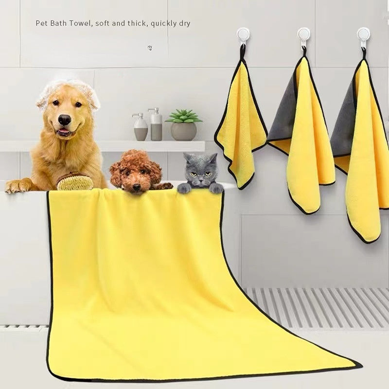 Grey and Yellow Pet Bath Towels
